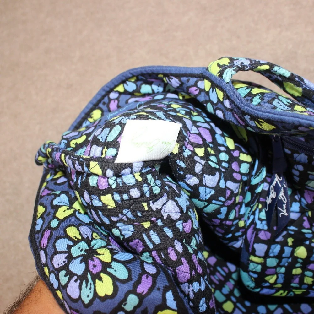 Vera Bradley Blue Bayou Quilted Cotton Floral Tote Bag Shoulder Purse Large